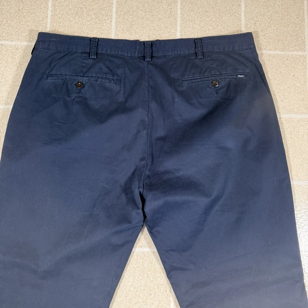 VTG Polo Ralph Lauren Chino Pants Mens 40x30 Blue Suffield Straight Pony Preppy